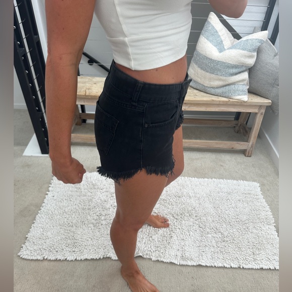 Free People We The Free Black High Waisted Denim Cutoff Shorts | Size 26 - Picture 5 of 13
